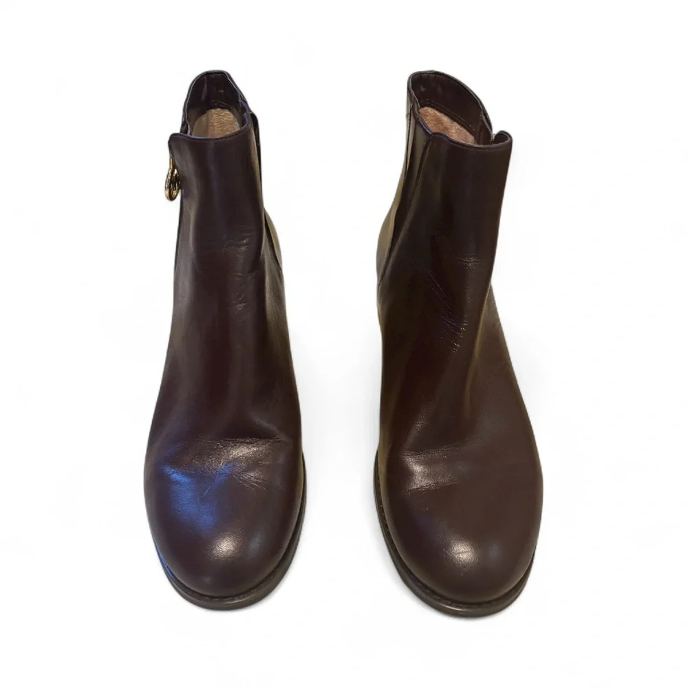 Michael Kors Dark Brown Lainy flat Ankle Booties with Gold Zipper Size 9